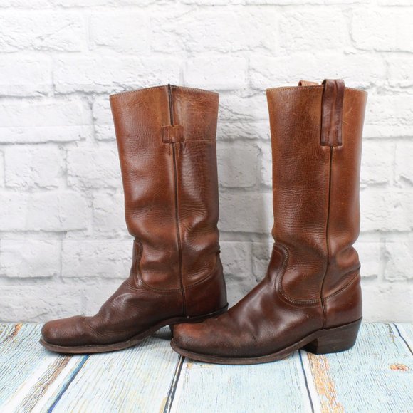 Frye Square Toe Tall Riding Leather Boots Size 8 - Picture 2 of 9